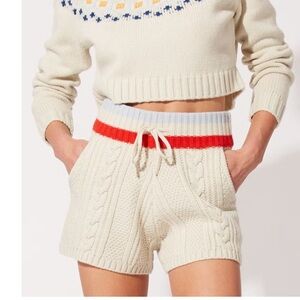 Solid & Striped The Charlie Cable Knit Shorts S ize XL 100% Wool Cozy Chunky